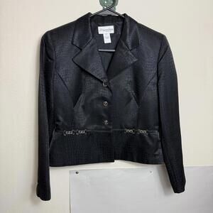 Gantos Vintage‎  Black Crocodile-Patterned Blazer Size 10P